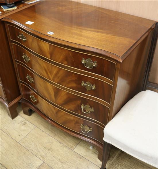 A George III style mahogany serpentine fronted chest of drawers, W.78cm